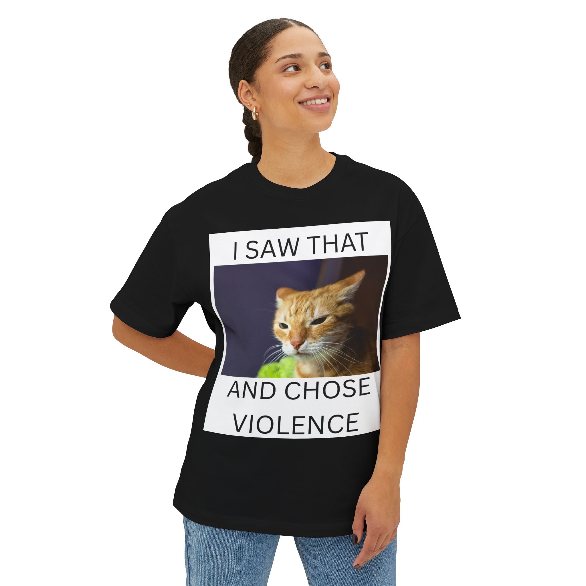 Cat Meme T-Shirt — "I Saw That and Chose Violence" Graphic Tee