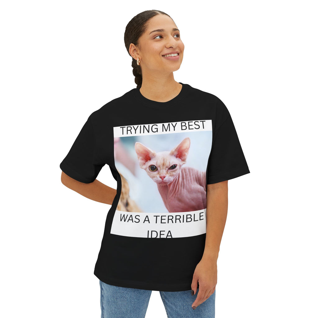 Funny Cat Tee — "Trying My Best Was a Terrible Idea" Sphynx Shirt