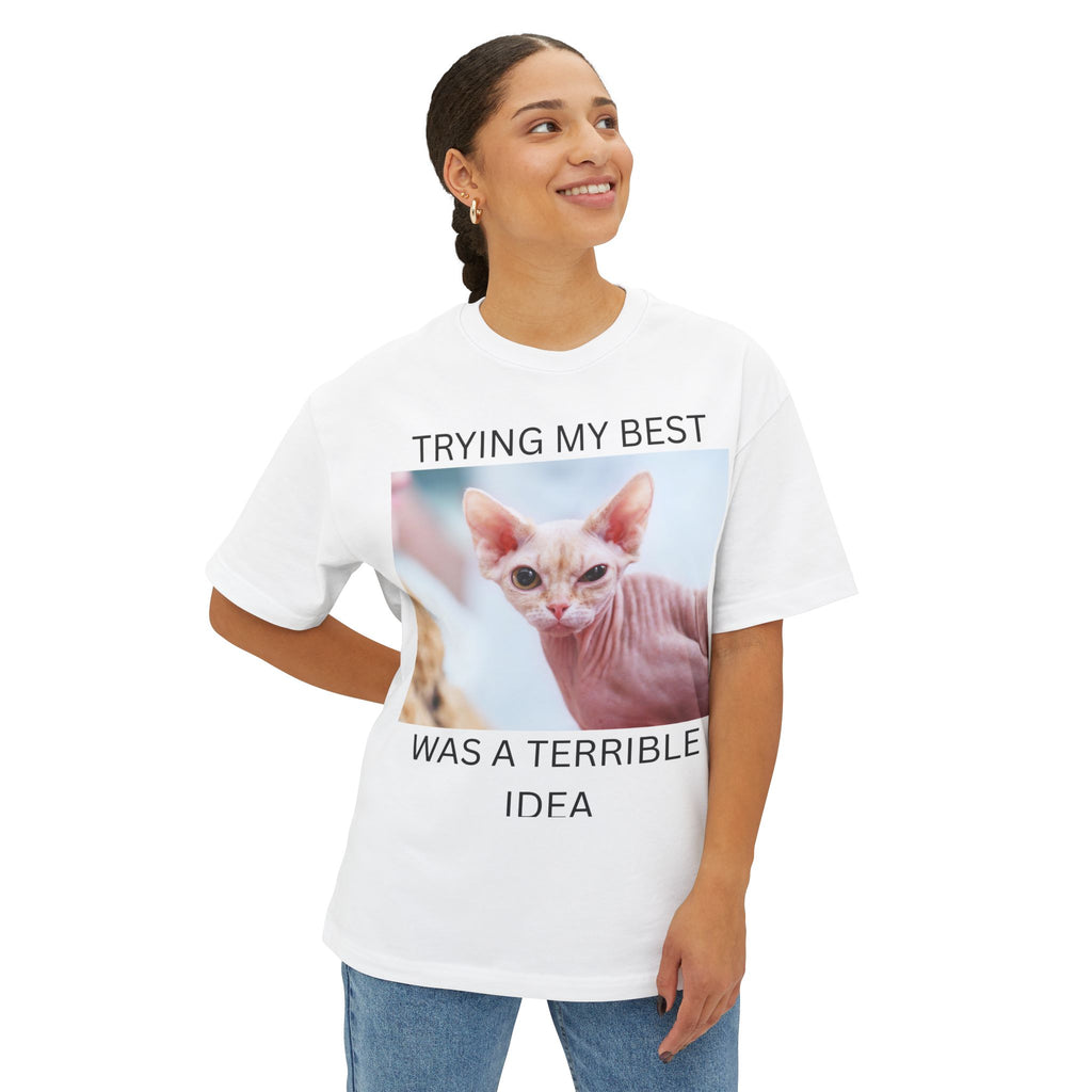 Funny Cat Tee — "Trying My Best Was a Terrible Idea" Sphynx Shirt