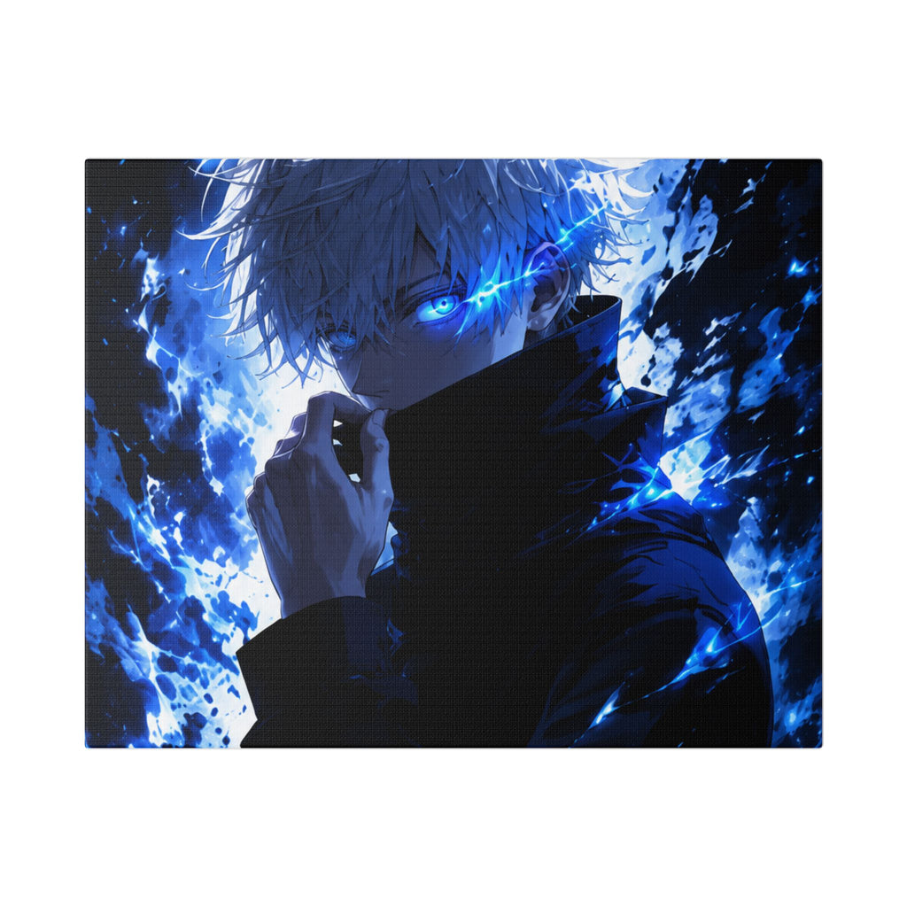 Blue Flame Anime Canvas Print — Intense Character Wall Art