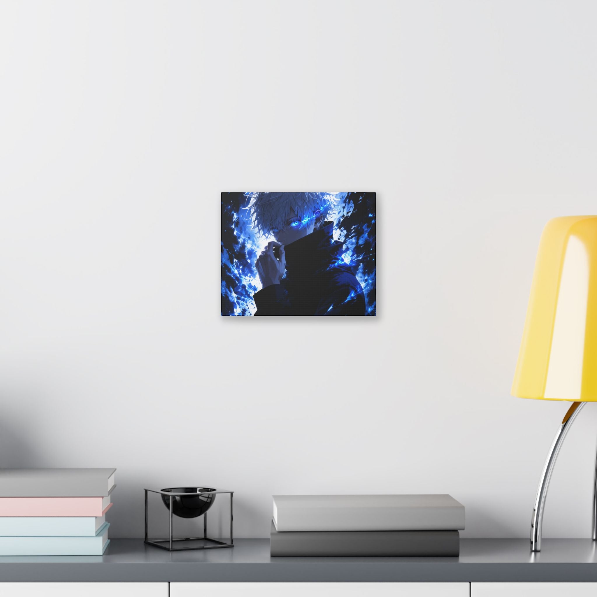 Blue Flame Anime Canvas Print — Intense Character Wall Art
