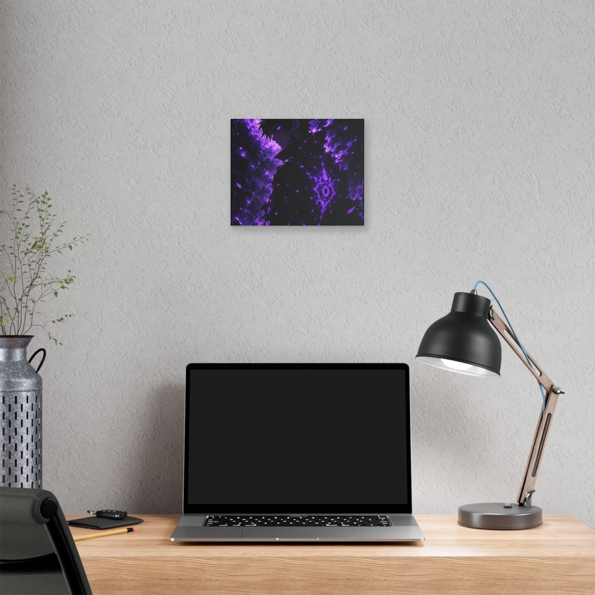 Purple Anime Darkness Canvas — Mystic Silhouette Wall Art