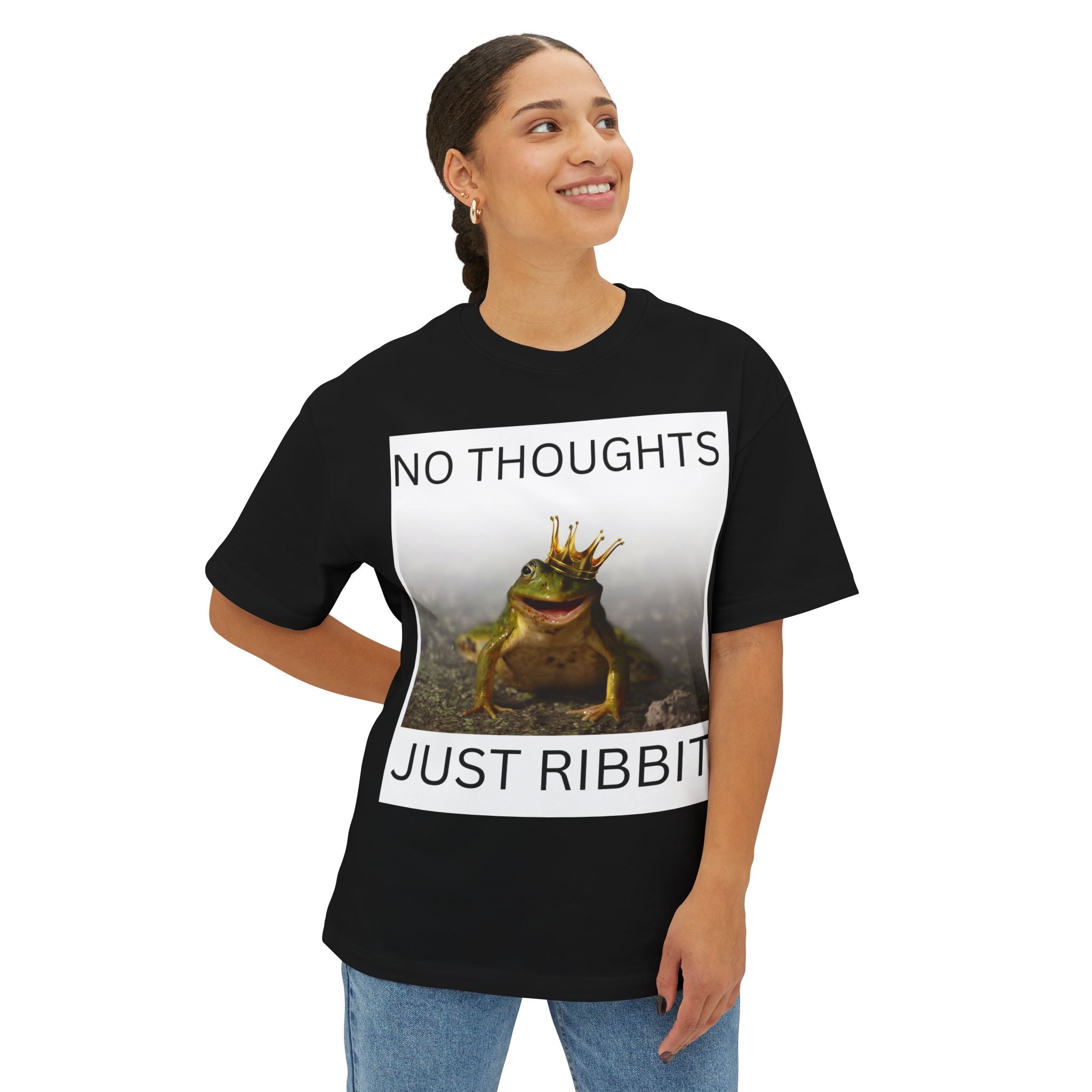 No Thoughts Just Ribbit Frog Tee