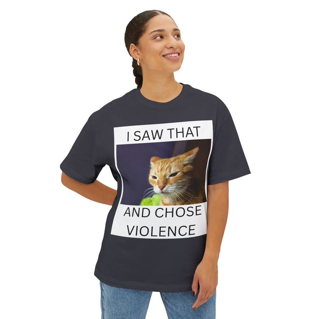 Cat Meme T-Shirt — "I Saw That and Chose Violence" Graphic Tee