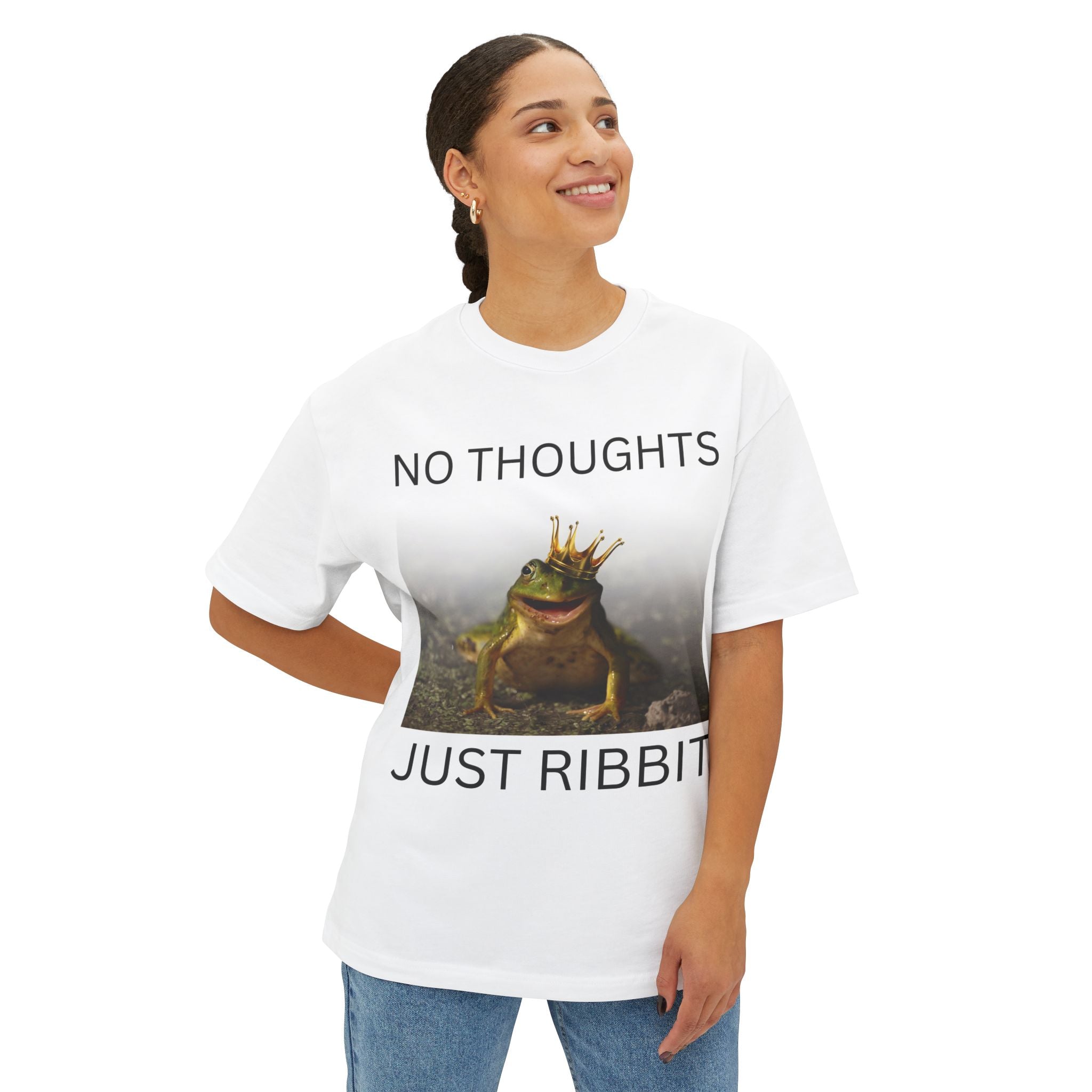 No Thoughts Just Ribbit Frog Tee