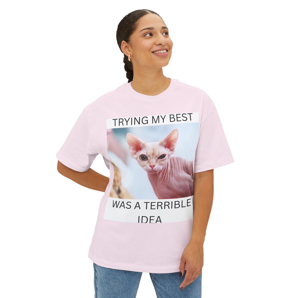 Funny Cat Tee — "Trying My Best Was a Terrible Idea" Sphynx Shirt