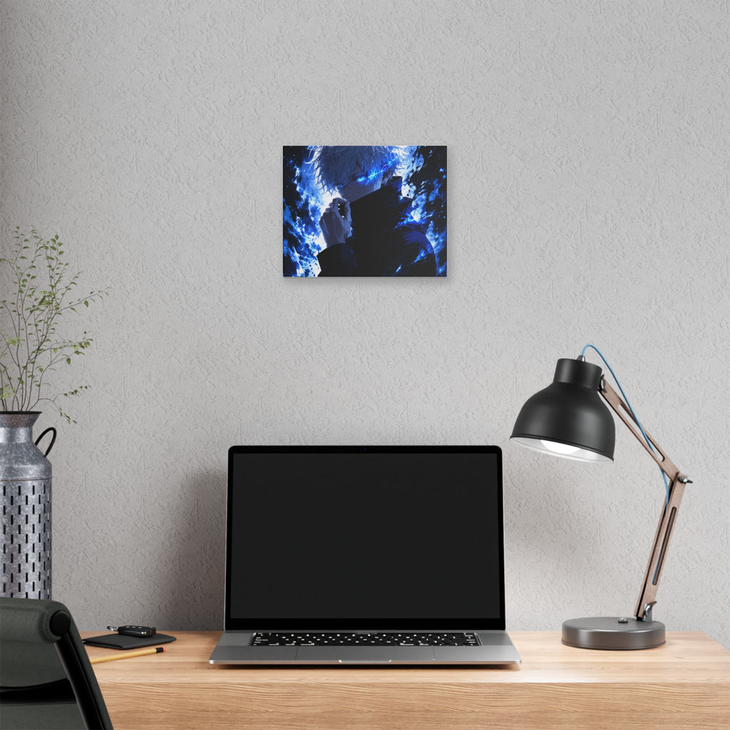 Blue Flame Anime Canvas Print — Intense Character Wall Art