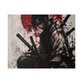 Samurai Blood Moon Canvas Print – Dark Warrior Wall Art